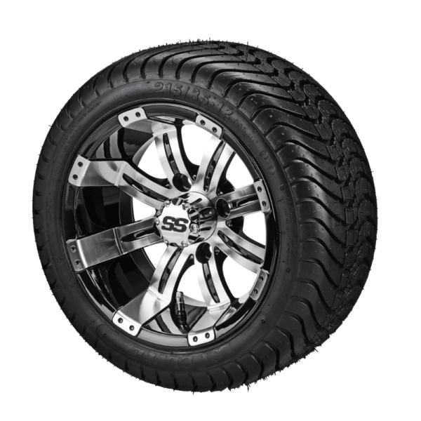 RM Cart 12" Casino Black/Machined on 215/35-12 LSI Elite Tires (Set of 4)