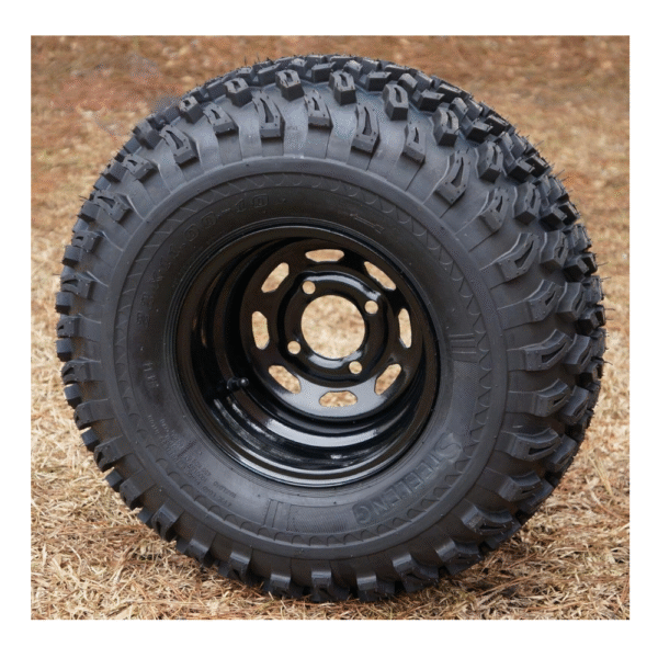 10" Black Steel Golf Cart Wheels and 22x11-10 All Terrain Golf Cart Tires - Set of 4