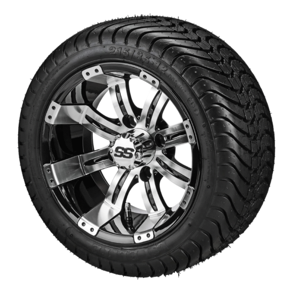 RM Cart 12" Casino Black/Machined on 215/35-12 LSI Elite Tires (Set of 4)
