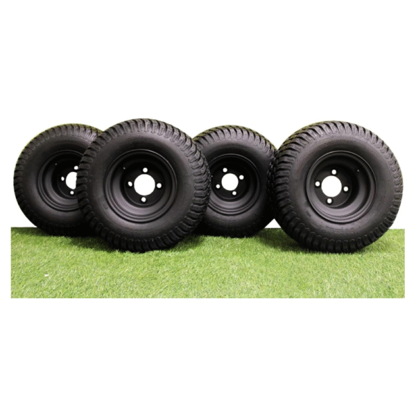 Antego Tire & Wheel 8" Matte Black Steel Golf Cart Wheels - Set of 4